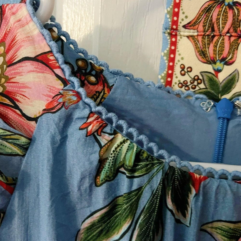 FARM Rio Pink and Blue Ruffled Off-the-Shoulder Mini Dress - Picture 6 of 8